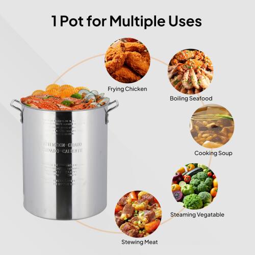 Alt View 2. Winado - 30QT Turkey Deep Fryer Pot with Lid and Strainer Basket Aluminum Seafood Boil Pot for Outdoor Camping Picniic - Sliver.