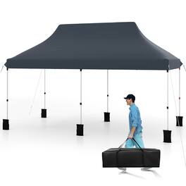 Gymax - 10 x 20FT Pop-up Canopy Tent Folding Instant Sun Shelter w/ 3 Adjustable Heights - Black