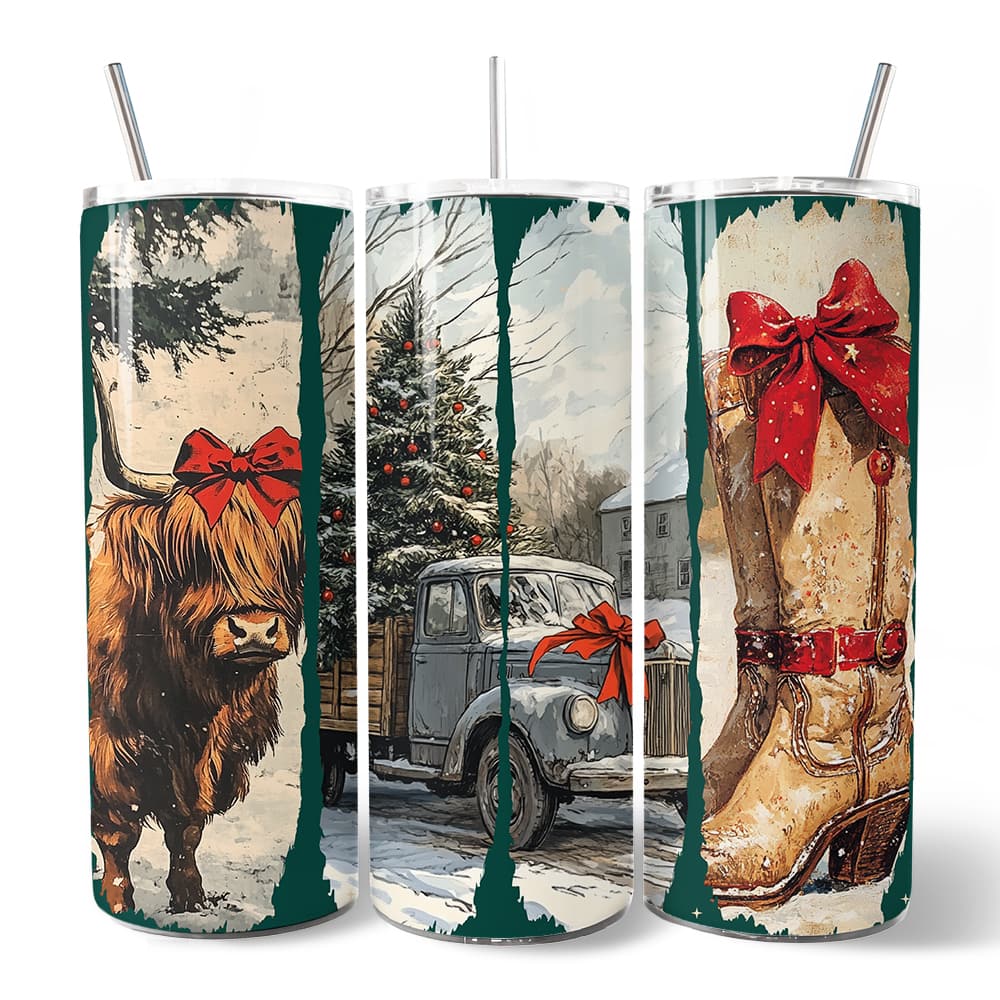 OrnamentallyYou - Small Town Christmas 20oz Tumbler With Lid and Stainless Steel Straw - Multicolored