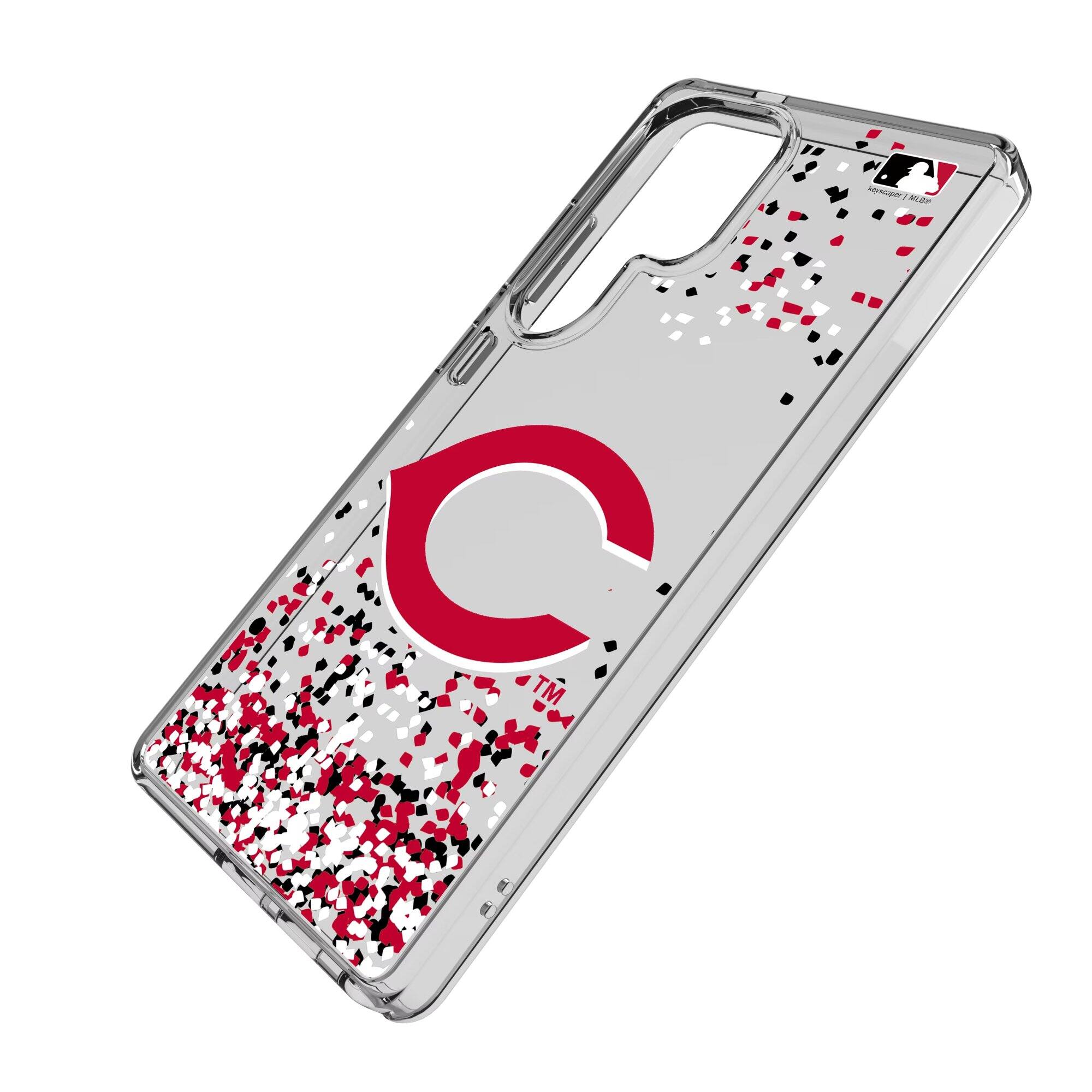 Alt View 1. Keyscaper - Cincinnati Reds Galaxy S8 Confetti Design Clear Case - S23 - Multicolor.