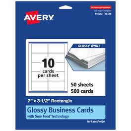 Avery - 2" x 3-1/2" Rectangle Business Cards, Glossy 500ct - White