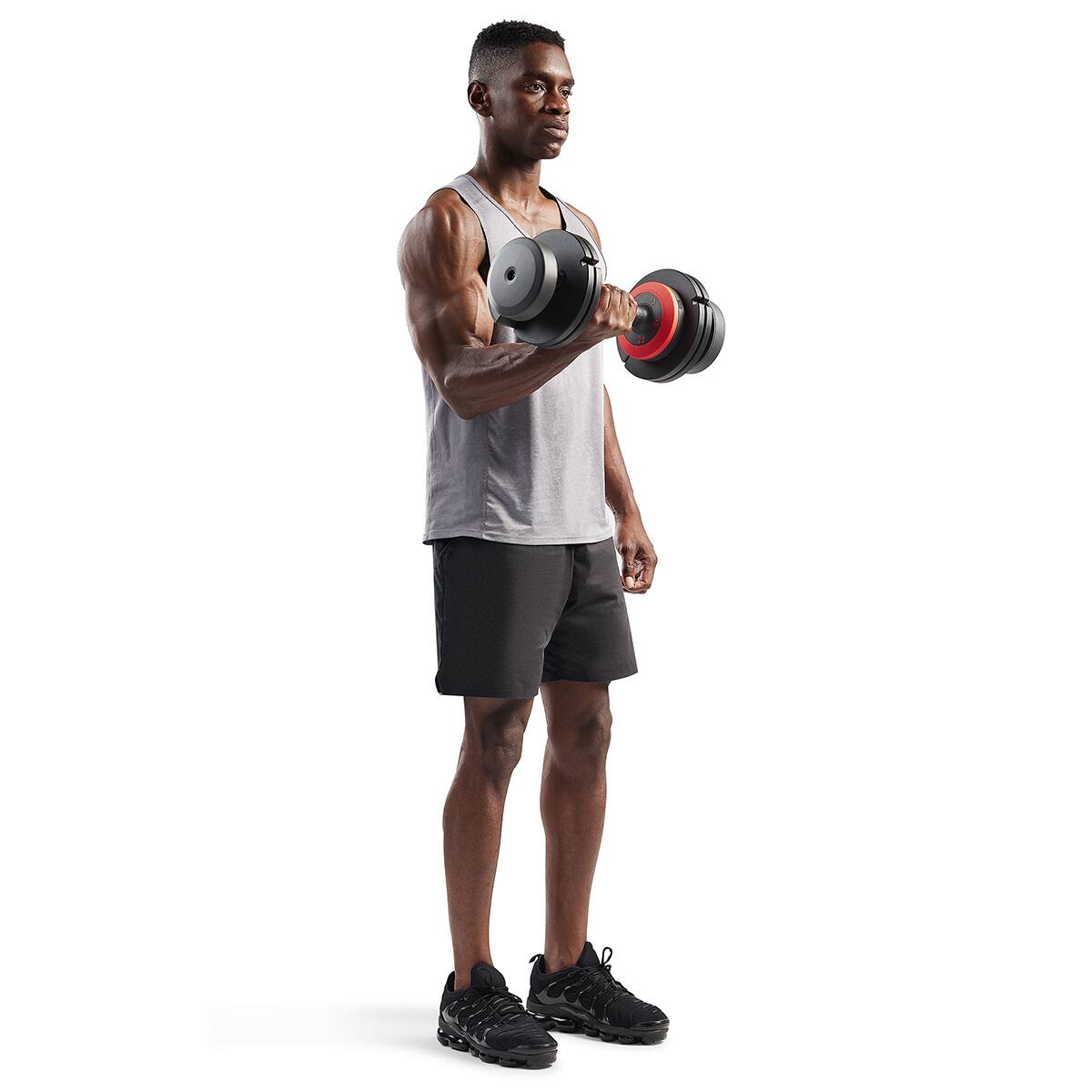 Front. Sunny Health & Fitness - Sunny Strength™ Premium Adjustable Dumbbell 55 LBS - Black.