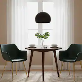 LeisureMod - Markley 2-PCS Ergonomic Upholstered Leather Dining Chair - Modern Mid Century Industrial Kitchen Accent Chair - Olive Green