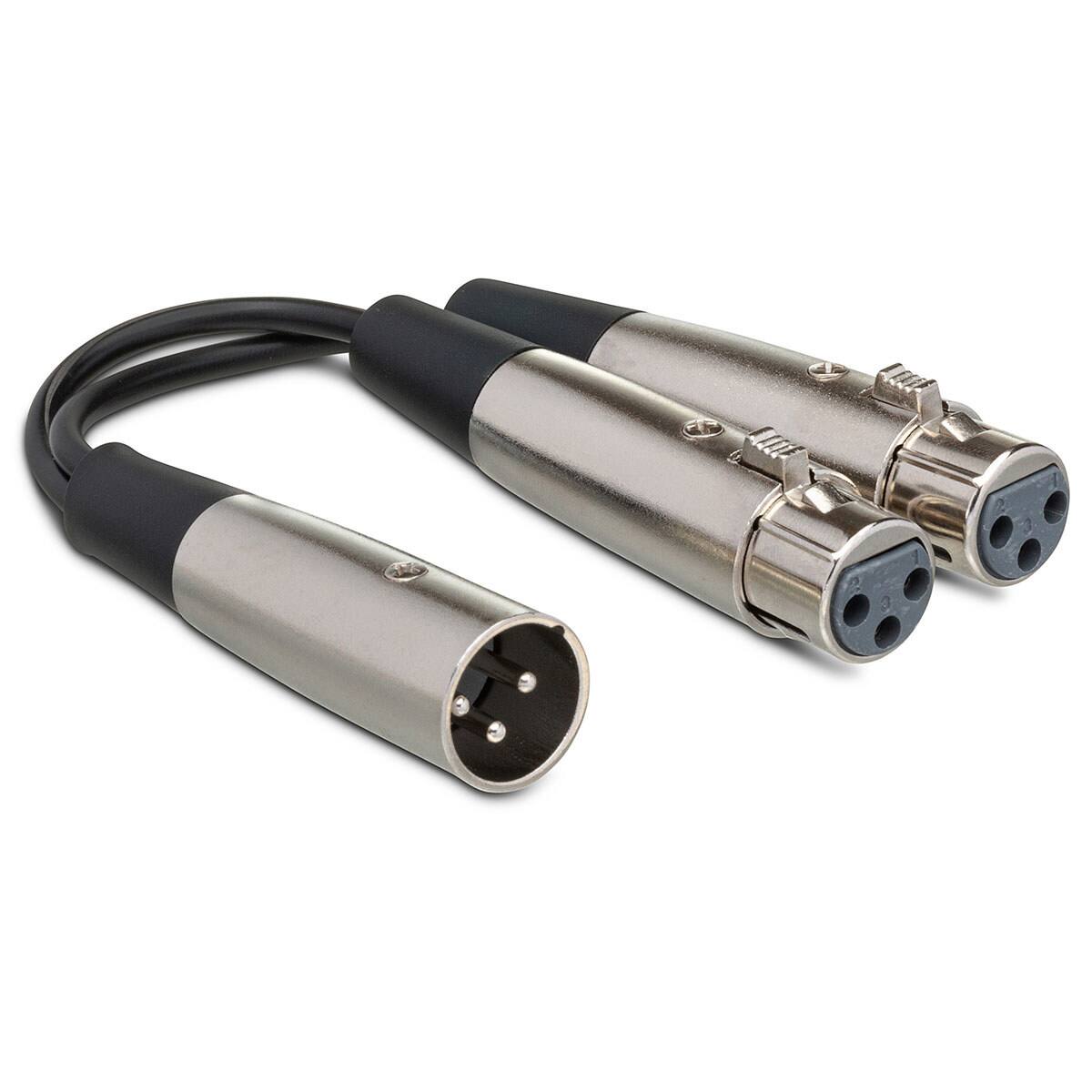 Alt View 1. Hosa Technology - Hosa Technology 6" 3 Pin XLR Male to 2 XLR Female Y-Cable.