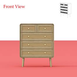 FUFU & GAGA - FUFU&GAGA 5 - Drawer Vertical Dresser with Anti - Tip & Rattan Accents - Wooden