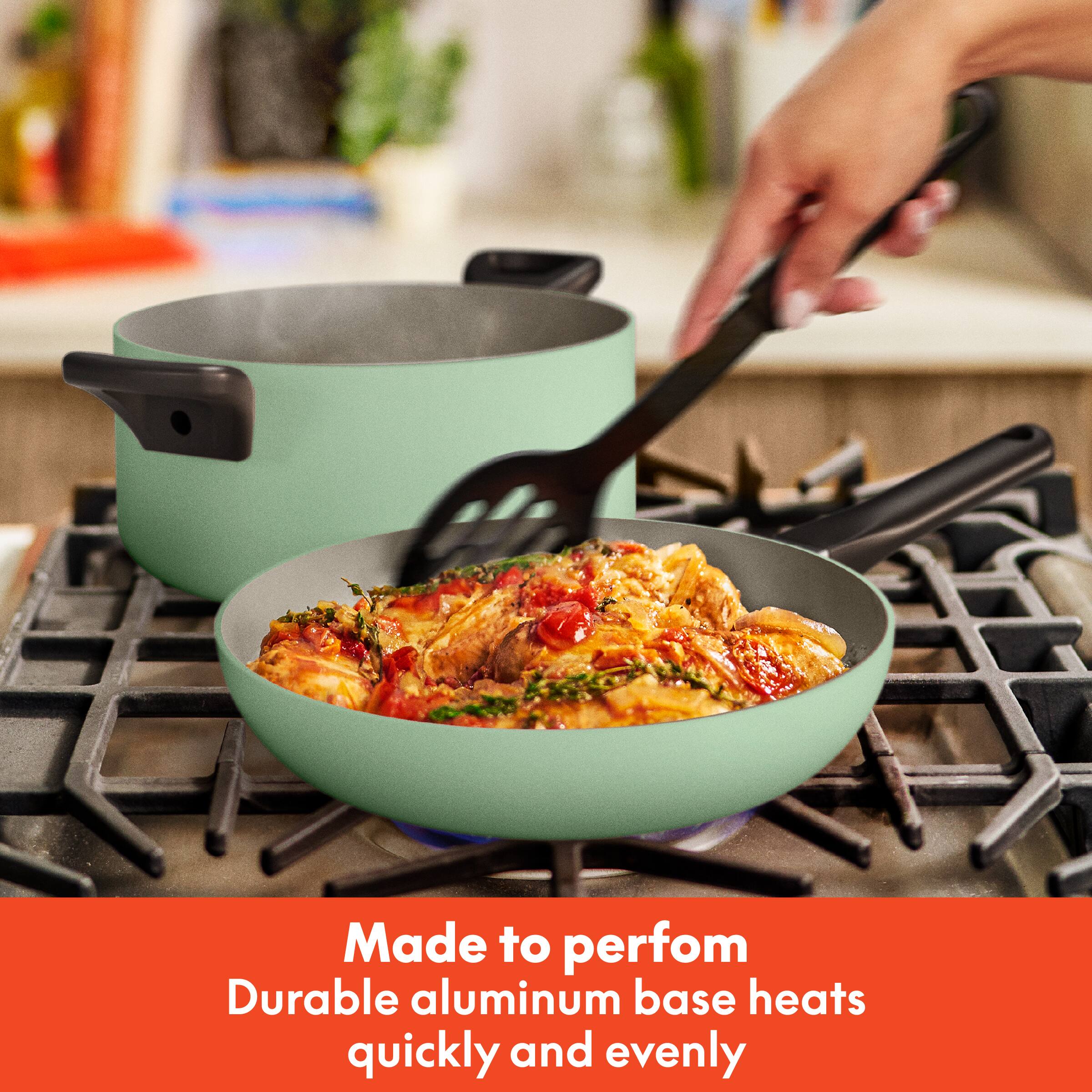 Made to perform, durable aluminum base heats quickly and evenly