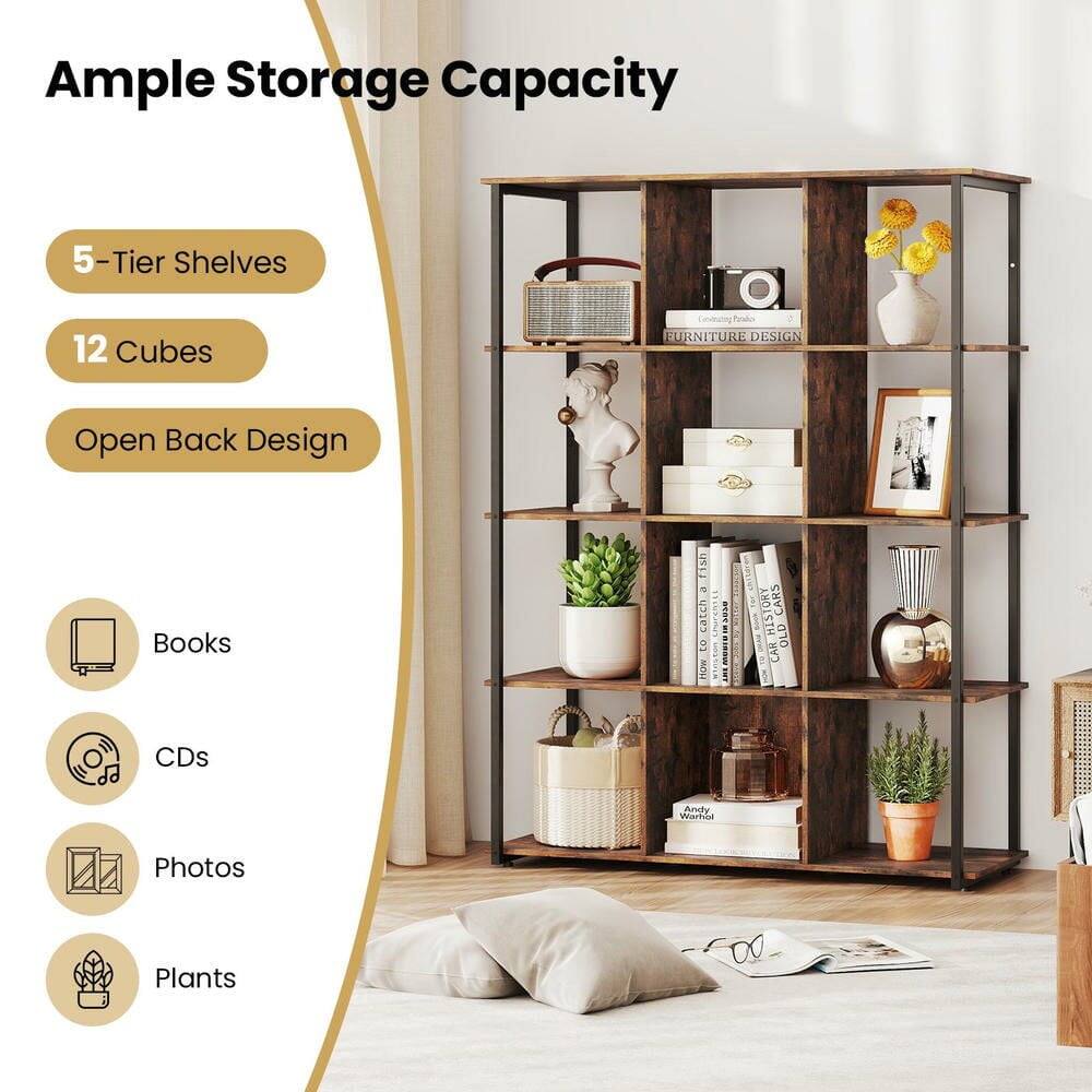 Ample Storage Capacity

- 5-Tier Shelves
- 12 Cubes
- Open Back Design

Books
CDs
Photos
Plants
