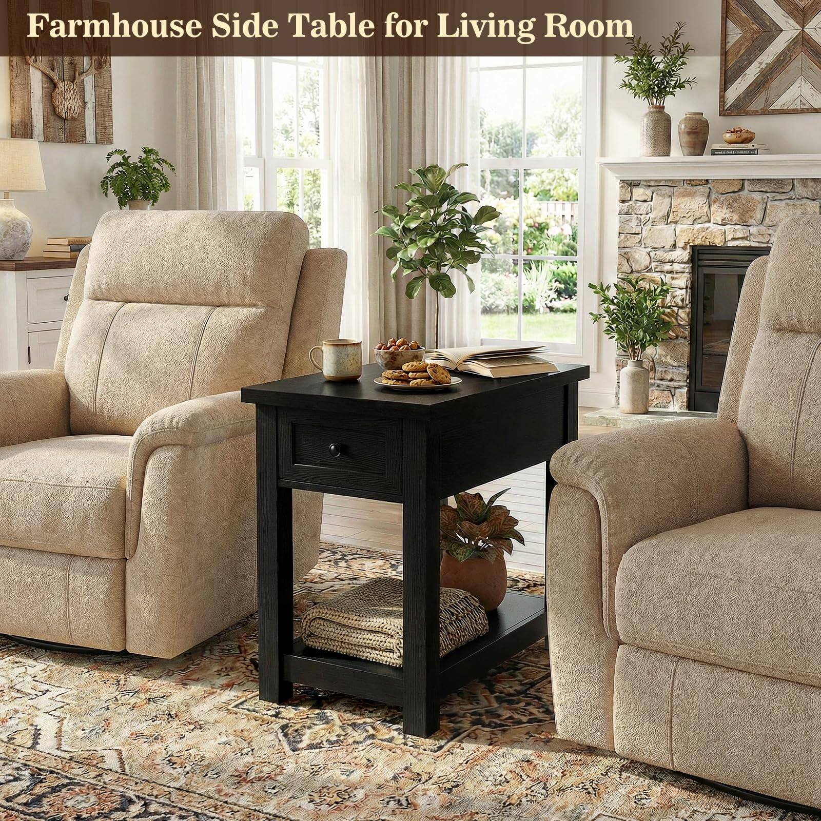 Farmhouse Side Table for Living Room