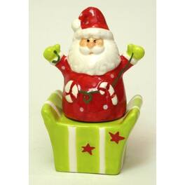 BreeBe - Ceramic Santa/Gift Box Salt & Pepper Set - Red, Green