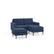 Front. Burrow - Mid-Century Nomad Loveseat with Chaise and Ottoman - Navy Blue.