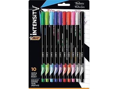 BIC America - BIC Intensity Fineliner Felt Pens, Fine Point, Assorted Inks, 10/Pack (FPINFAP10-AST)