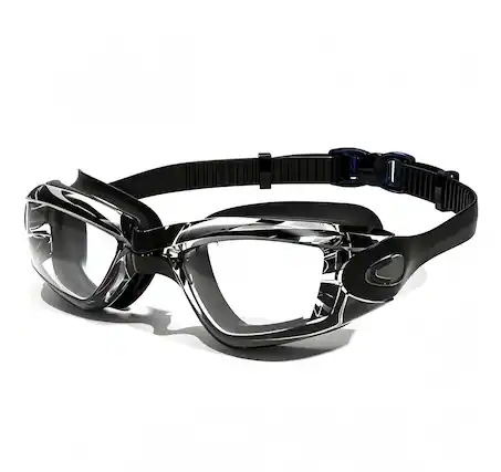 Front. iGARDEN - Swim Goggles 1 Pack, Clear Vision Wide View Comfortable Adjustable Swim Glasses, Ideal for Adult Men Women Youth, Black.