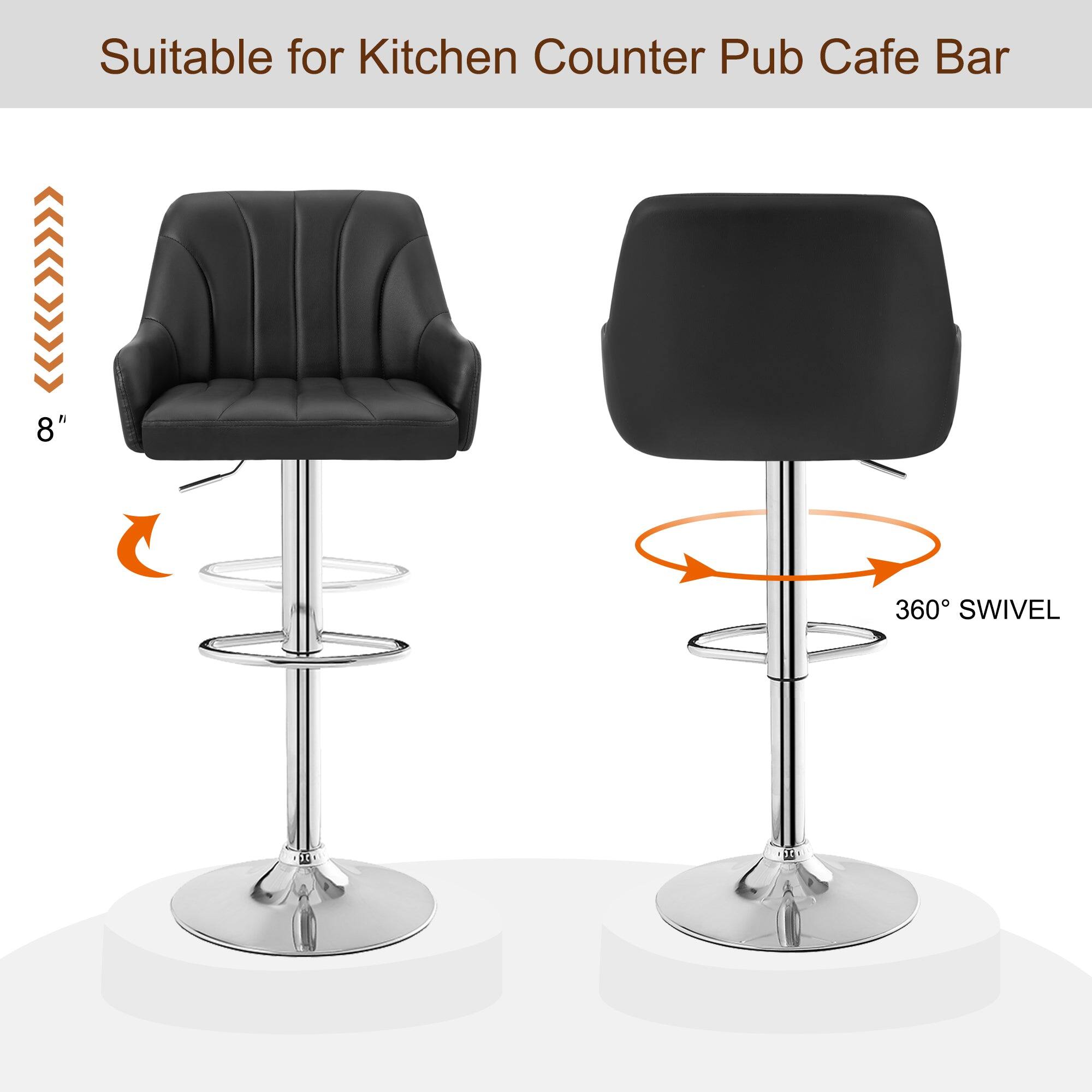 Suitable for Kitchen Counter Pub Cafe Bar

8" height

360° SWIVEL