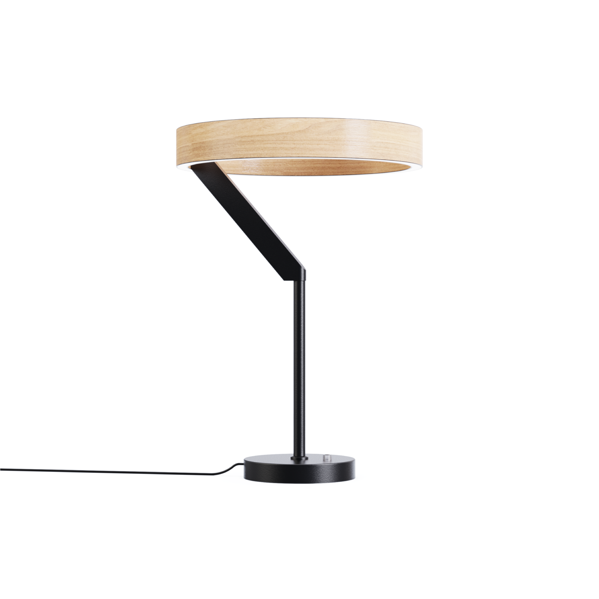 Front. Infibrite - Modern 12W LED Table Lamp 18 Inch, 2700K Warm Light, Angled Base, Touch Control, Integrated LED - White.