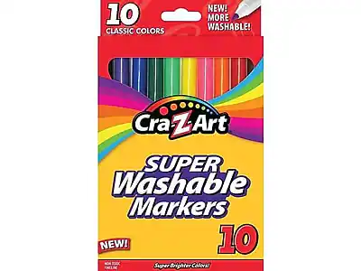 10 Classic Colors
NEW! More Washable!
Cra-Z-Art
Super Washable Markers
10
NEW!
Super Brighter Colors!