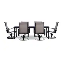 Yardbird® - Pepin 7 Piece Rectangular Outdoor Dining Set with Swivel Rocking Chairs - Sierra
