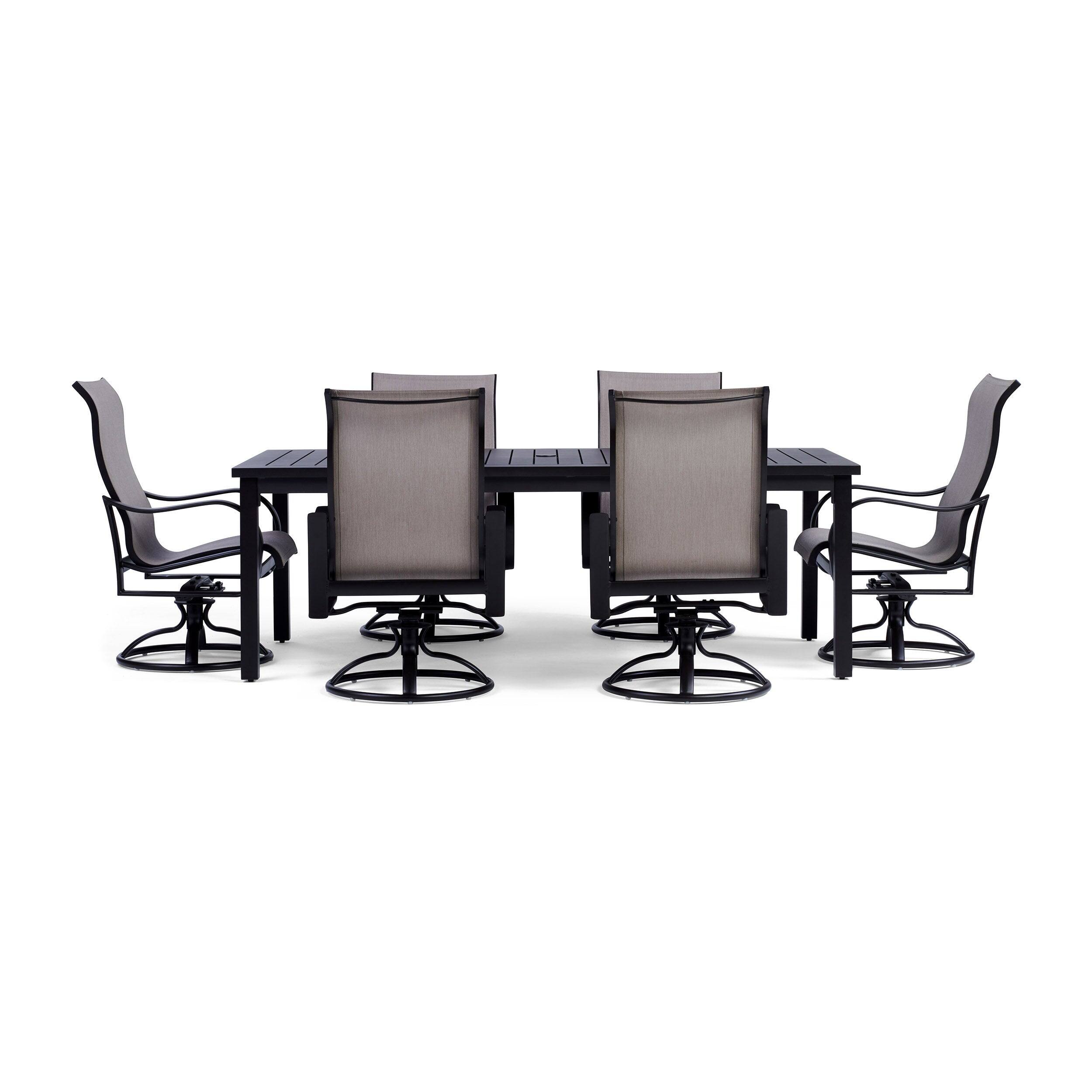 Front. Yardbird® - Pepin 7 Piece Rectangular Outdoor Dining Set with Swivel Rocking Chairs - Sierra.