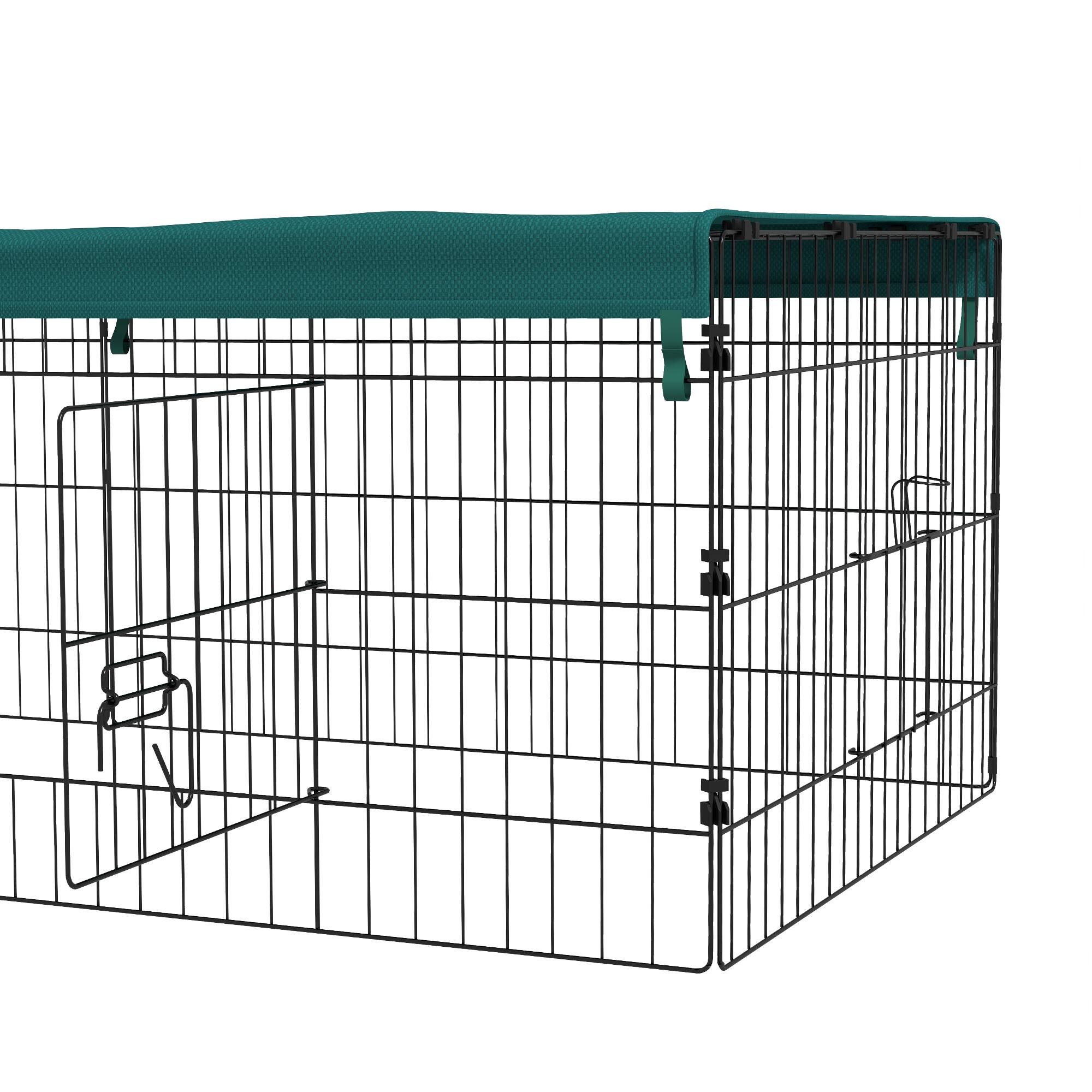 Alt View 8. Pawhut - Small Animal Playpen with with Roof for Rabbits, Chicken - Green.