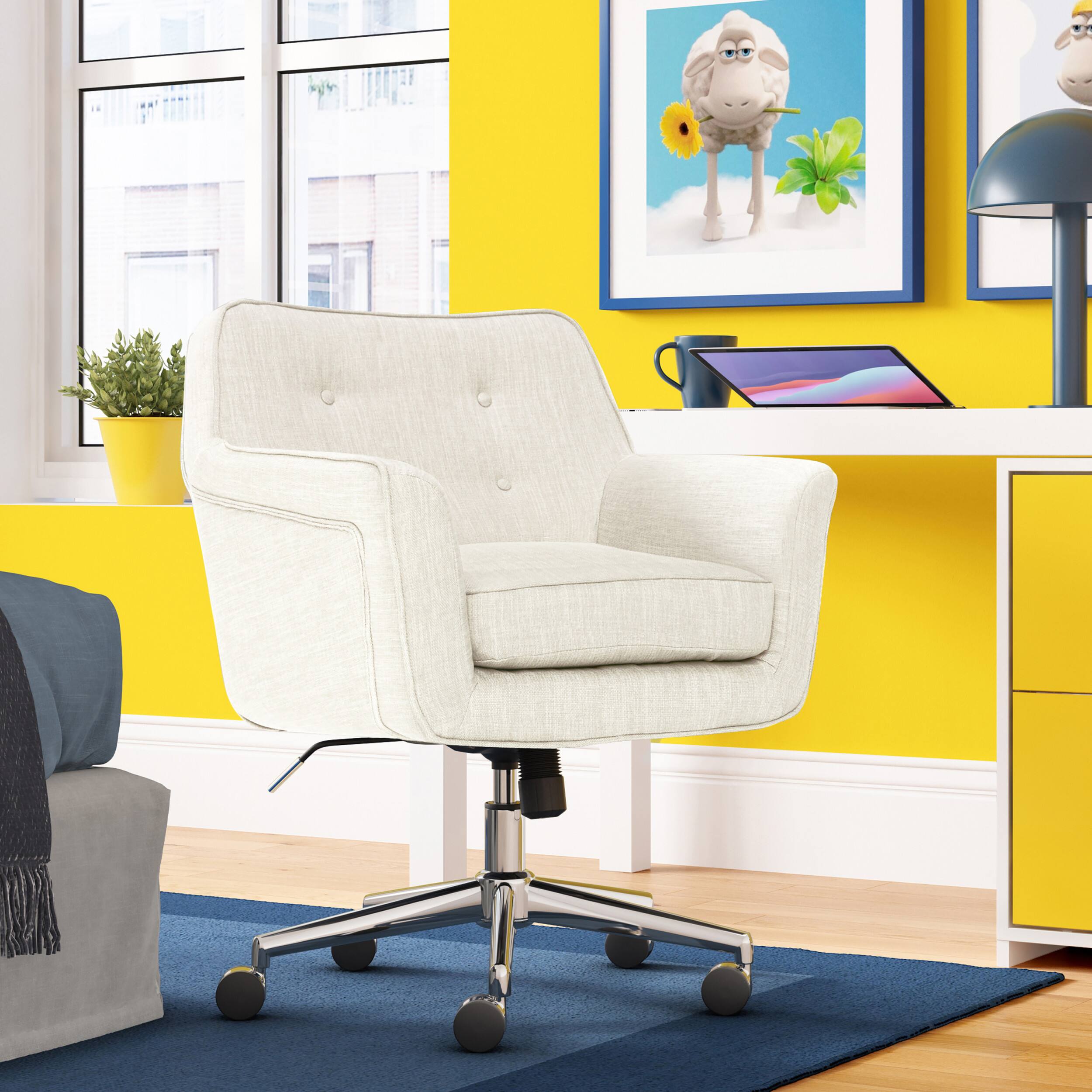 Left. Serta - Ashland Memory Foam & Twill Fabric Home Office Chair - Ivory.