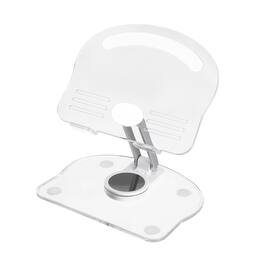 Unique Bargains - Acrylic Tablet Stand - Adjustable, Foldable, Portable, Clear, 360° Rotating Base, for Desk/Home/Office, Women Gift - White