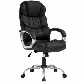Frangdom - Ergonomic High-Back PU Leather Swivel Office Chair with Lumbar Support - Black