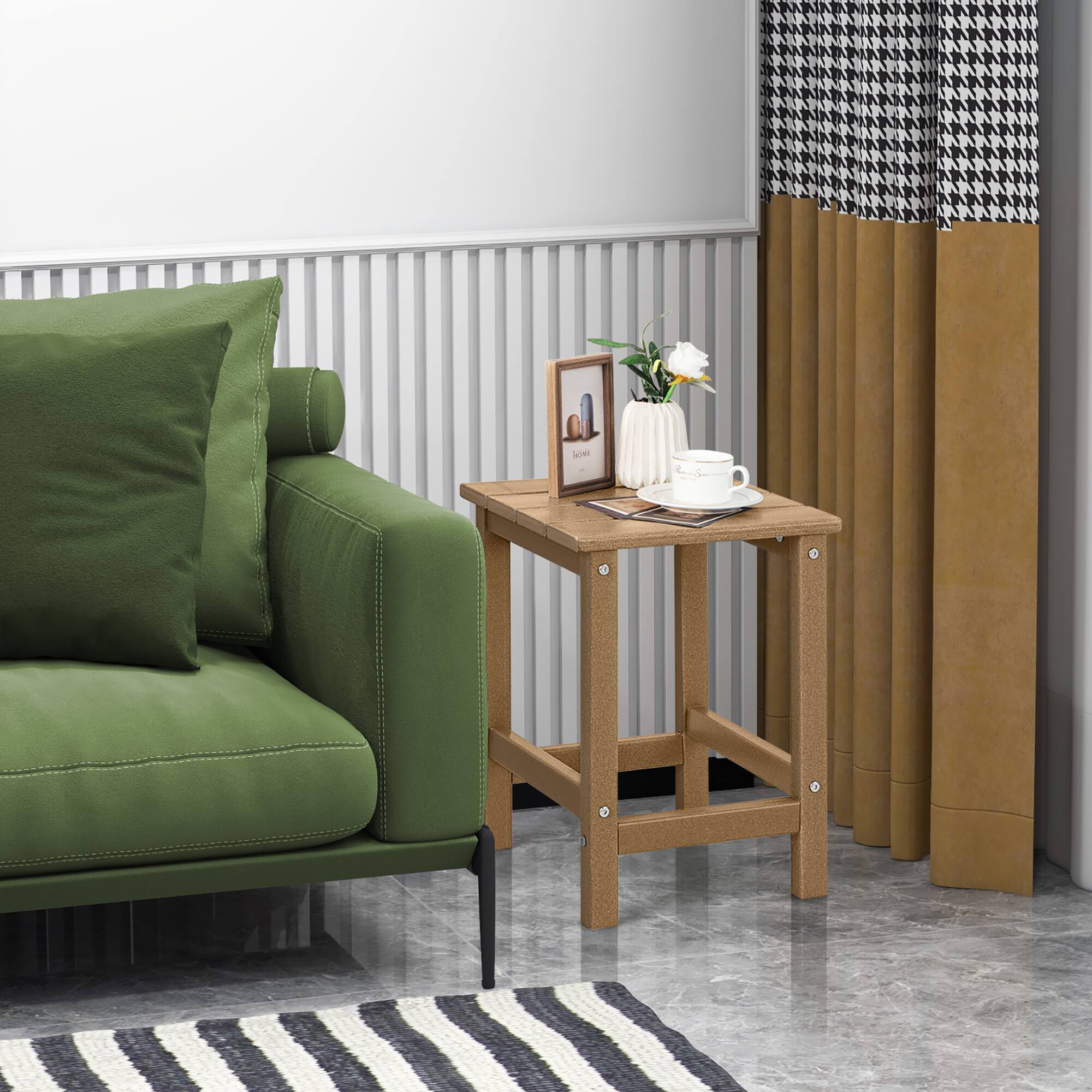 Alt View 4. Costway - Costway 14" Patio Adirondack Side End Table HDPE Square Weather Resistant Garden - Brown.