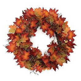 BreeBe - Maple Leaf Wreath 28"D - Brown, Red, Orange, Green