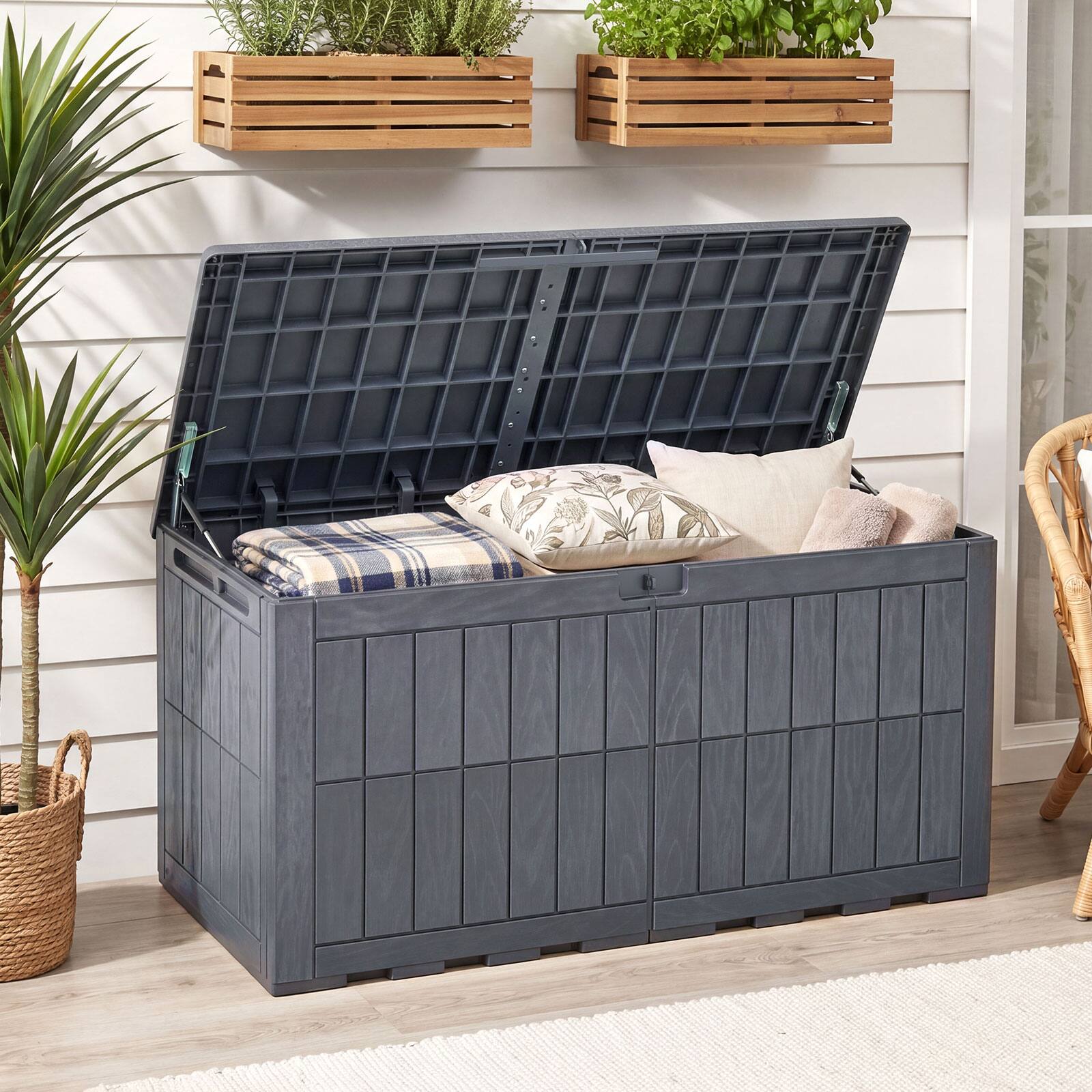 Alt View 1. Gymax - Gymax 120 Gal Outdoor Deck Box All-Weather Lockable Storage Bin w/ Lid & Handles Gray - Gray.
