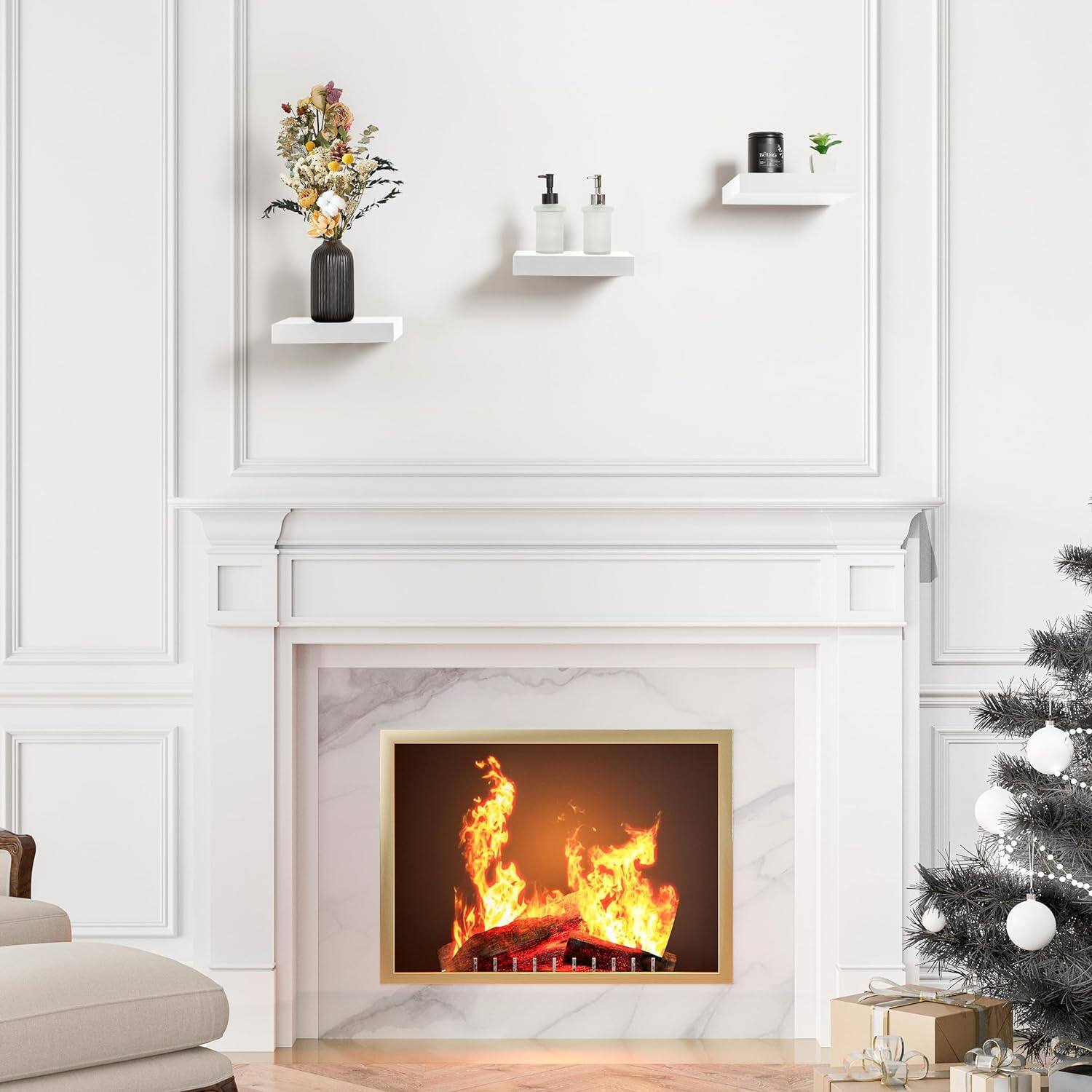 Alt View 1. Sorbus - Sorbus Square Floating Shelf 3 Small Shelves with Invisible Mounting Brackets 9" - White.