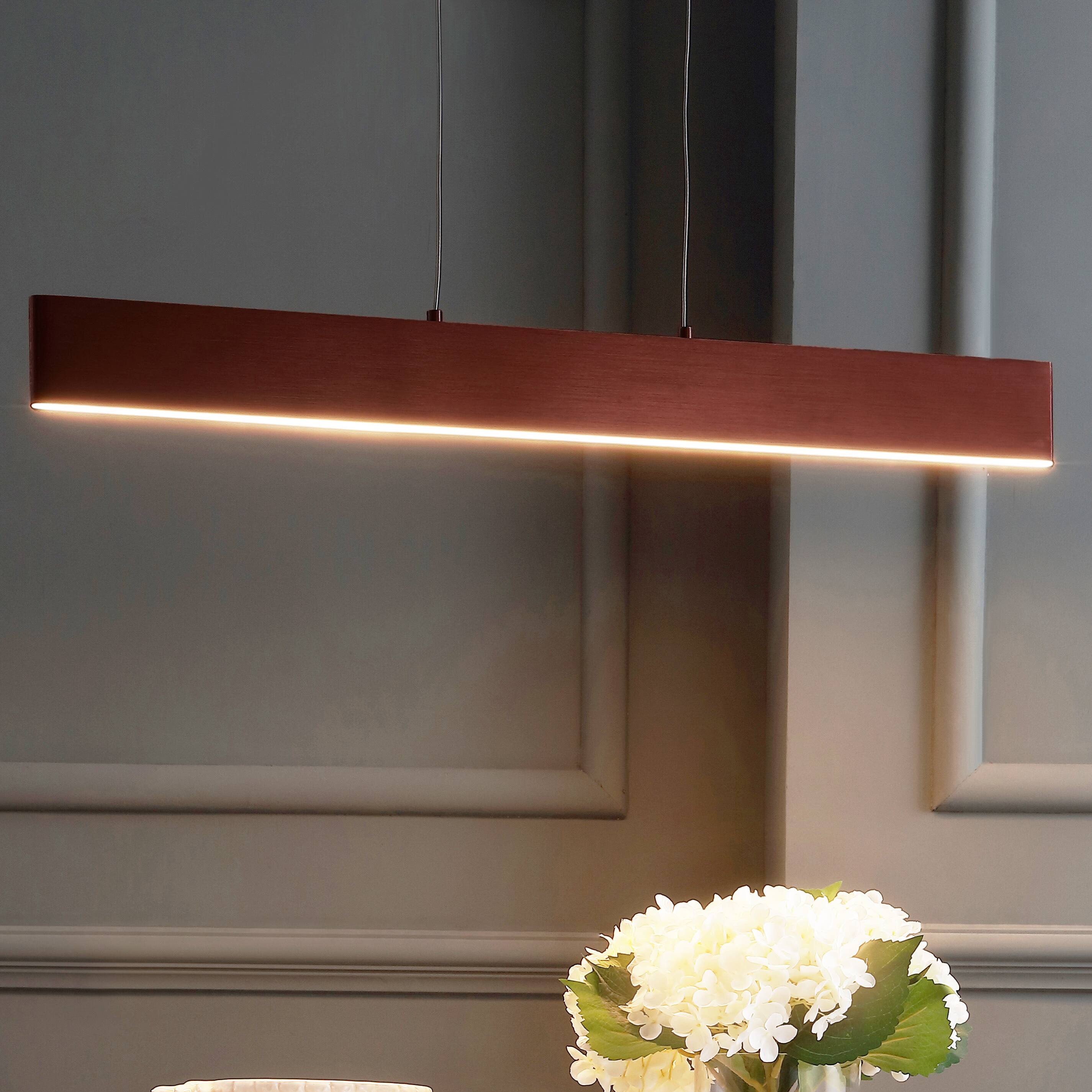 Alt View 1. Jonathan Y - Draper 32" Dimmable Adjustable Integrated LED Metal Linear Pendant, Anodized Bronze - Anodized Bronze.