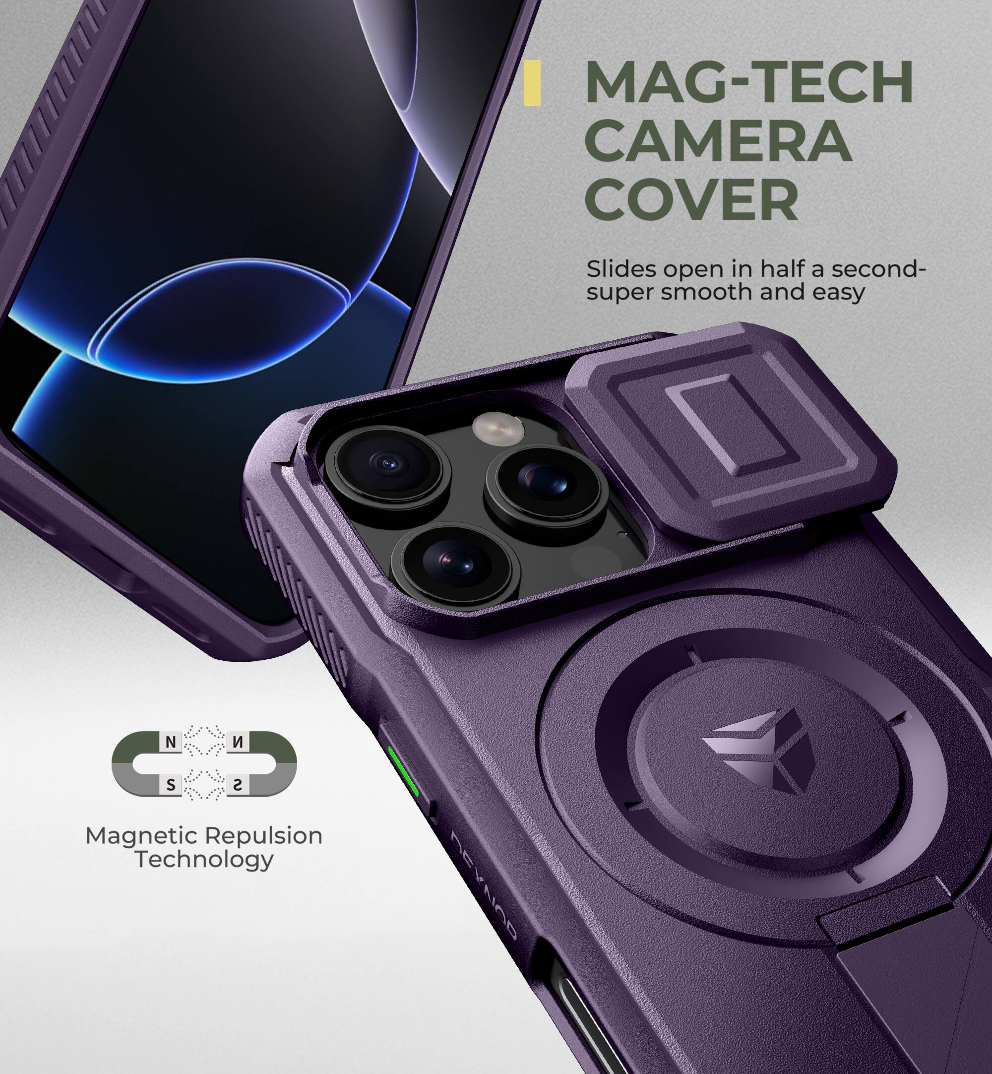 MAG-TECH CAMERA COVER Slides open in half a second- super smooth and easy

Magnetic Repulsion Technology