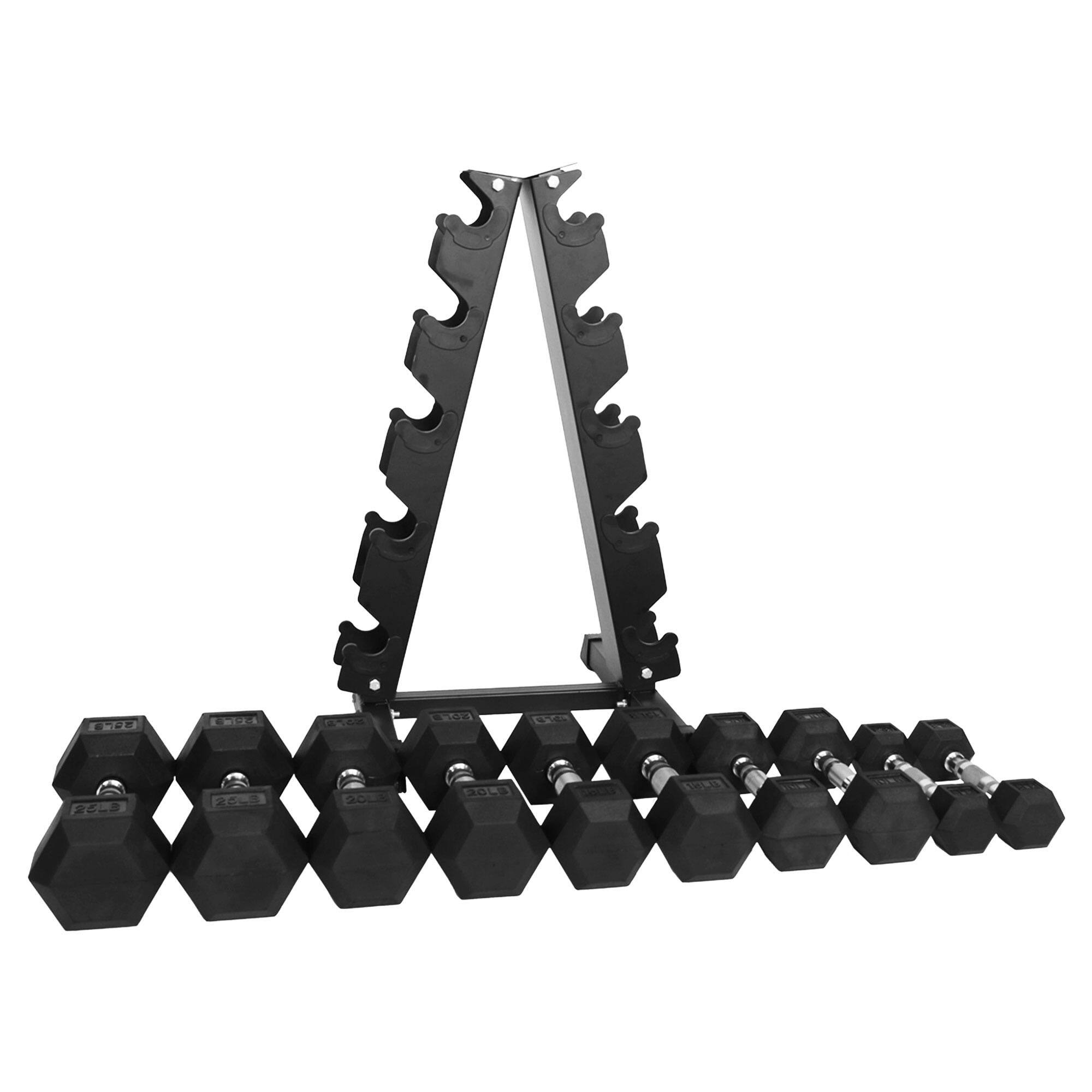 Alt View 7. BalanceFrom Fitness - BalanceFrom Signature Alloy Steel 150 lb Rubber Encased Hex Dumbbell Set, Black - Black.