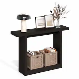 Furinno - ARA Entryway Table 47-Inch, Narrow Farmhouse Console Table, Sofa Table, Couch Table Behind Sofa, Entryway Table - Black Dark Oak