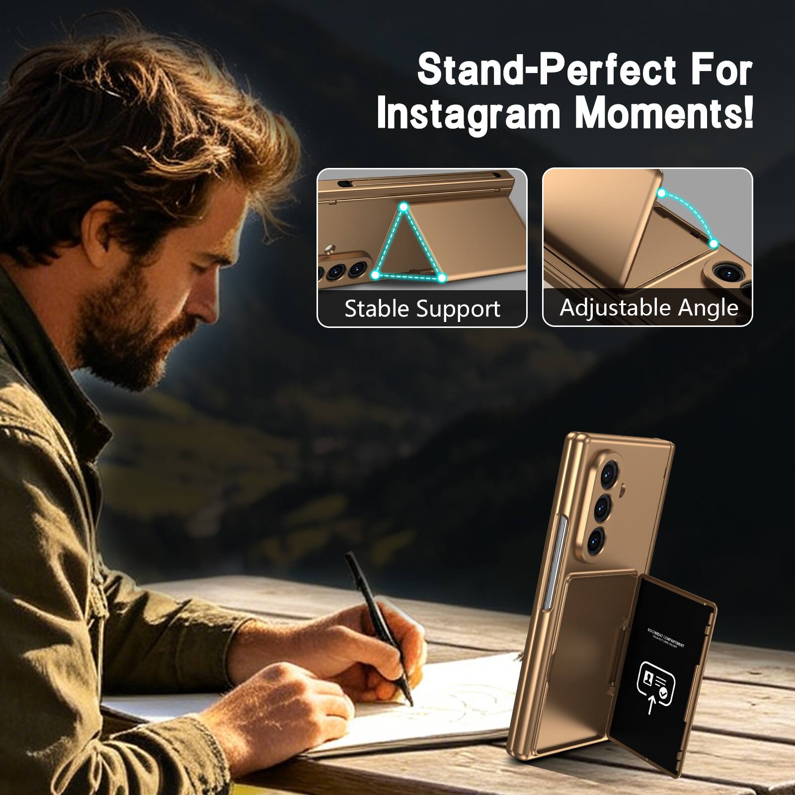 Stand-Perfect For Instagram Moments!  
Stable Support Adjustable Angle