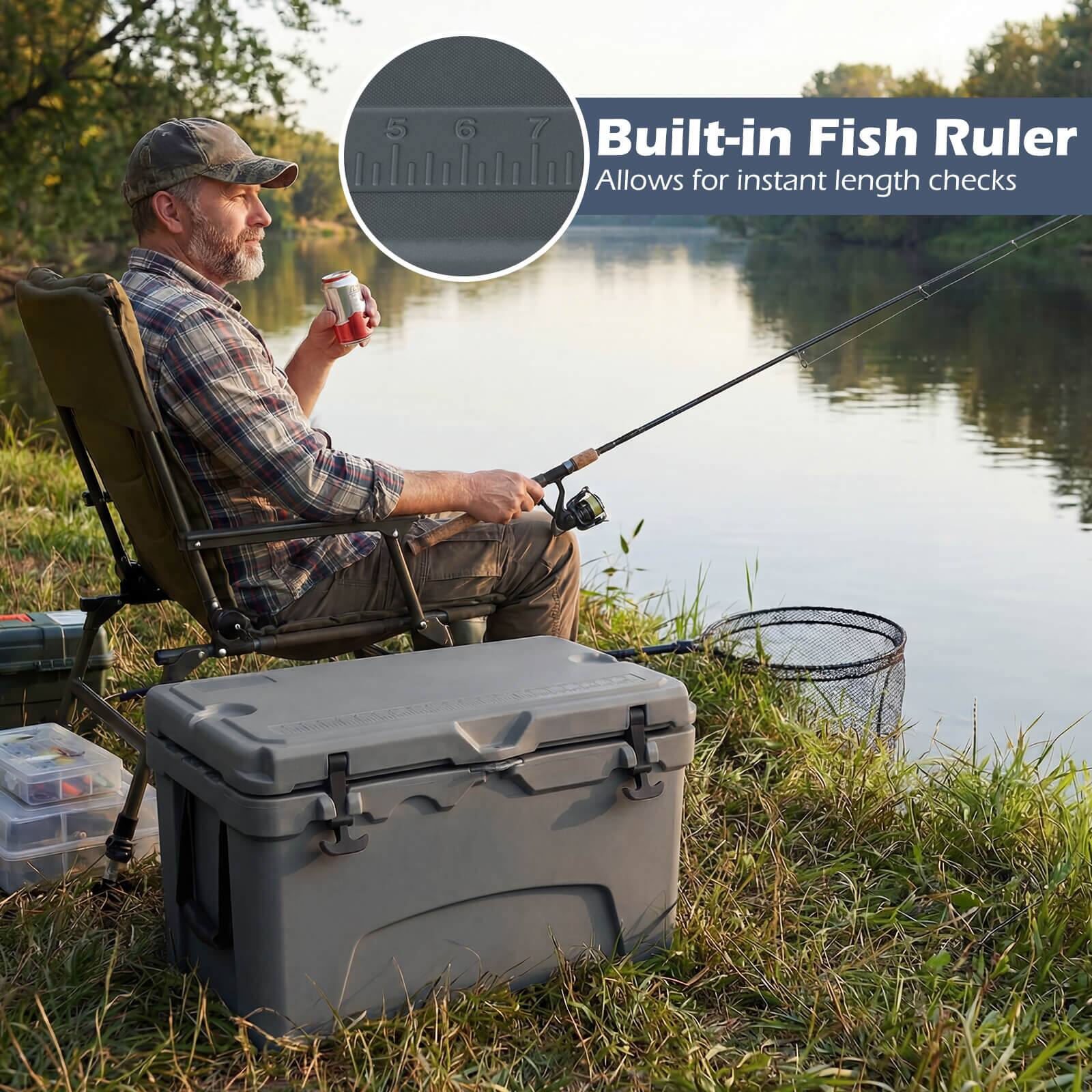5 6 7 Built-in Fish Ruler Allows for instant length checks