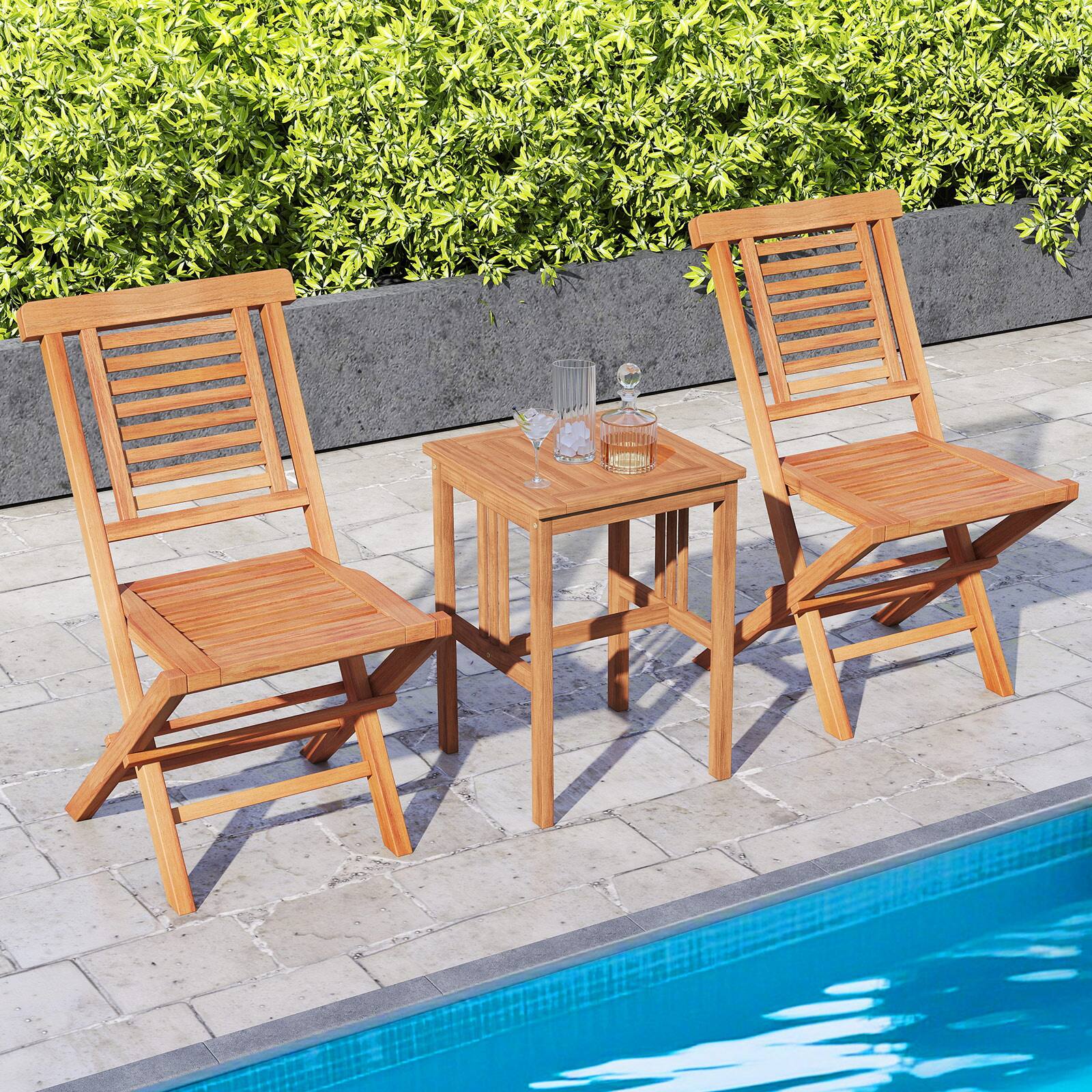 Alt View 4. Costway - Costway 4PCS Outdoor Dining Chairs Teak Wood Folding Patio Chairs with X-Shaped Support - Natural.