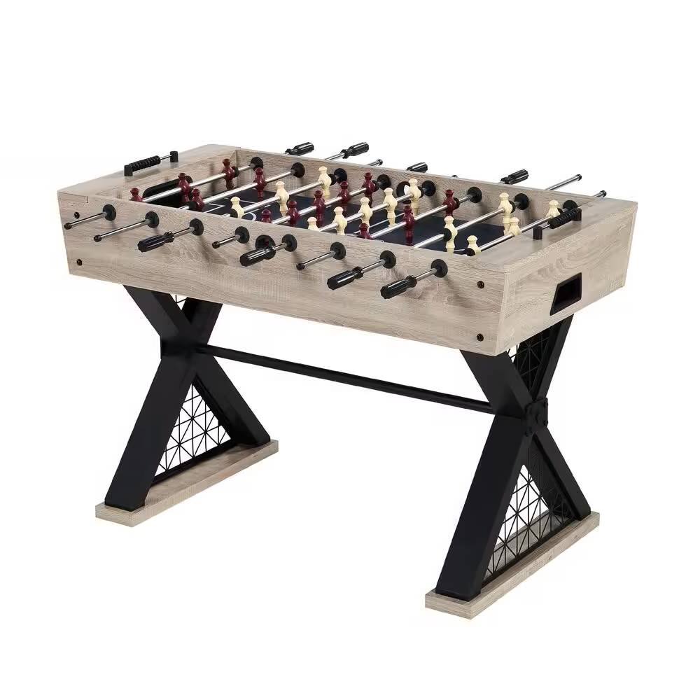 Front. SlickBlue - Sturdy X-Leg 48-inch Industrial Foosball Table with 2 Balls for Playrooms - Light Brown.