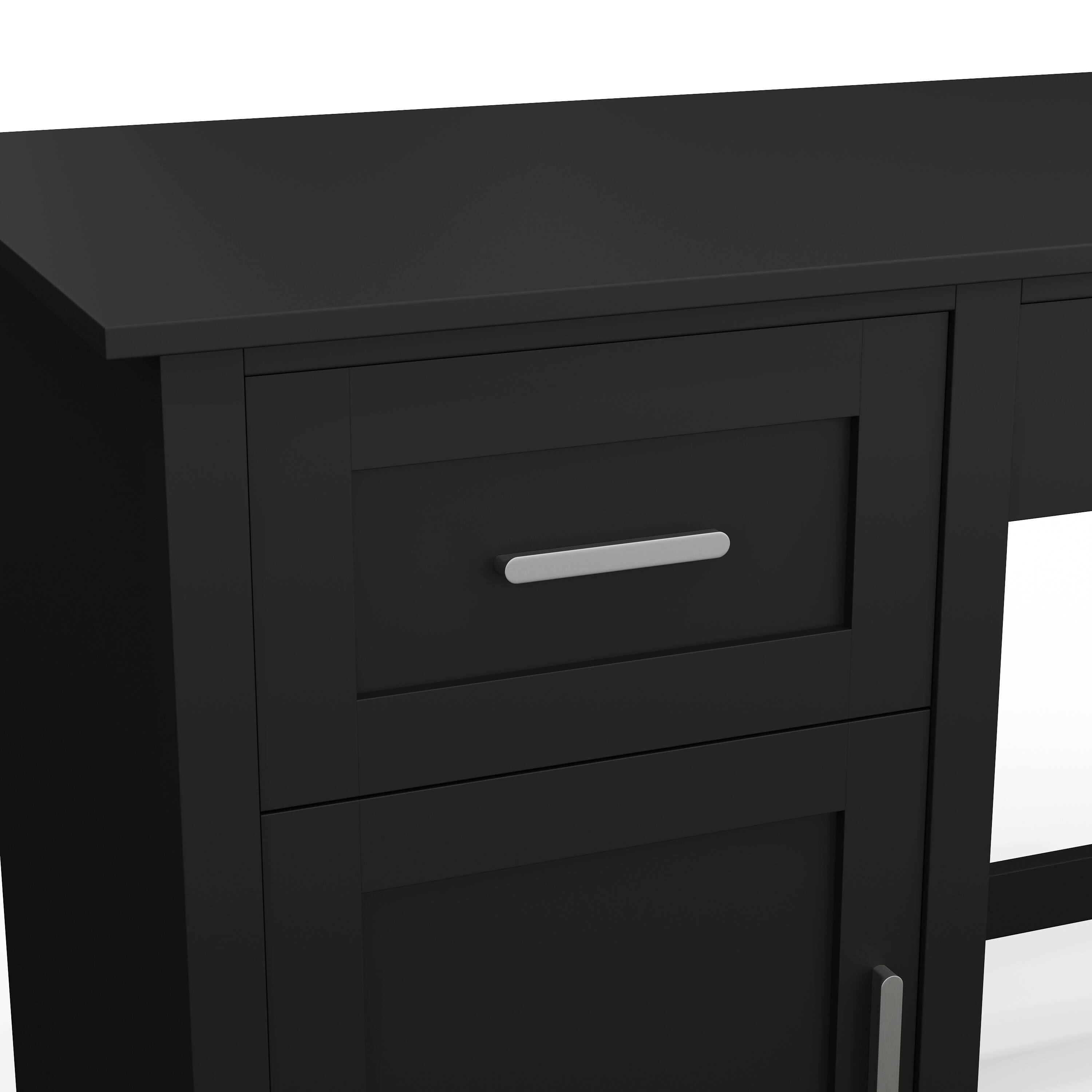 Alt View 11. Martha Stewart - Hutton Shaker Style Home Office Desk with Storage - Black Frame/Brushed Nickel Hardware.