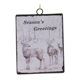 BreeBe - Glass Seasons Greetings Deer Ornament (Set of 12) - White, Brown, Black