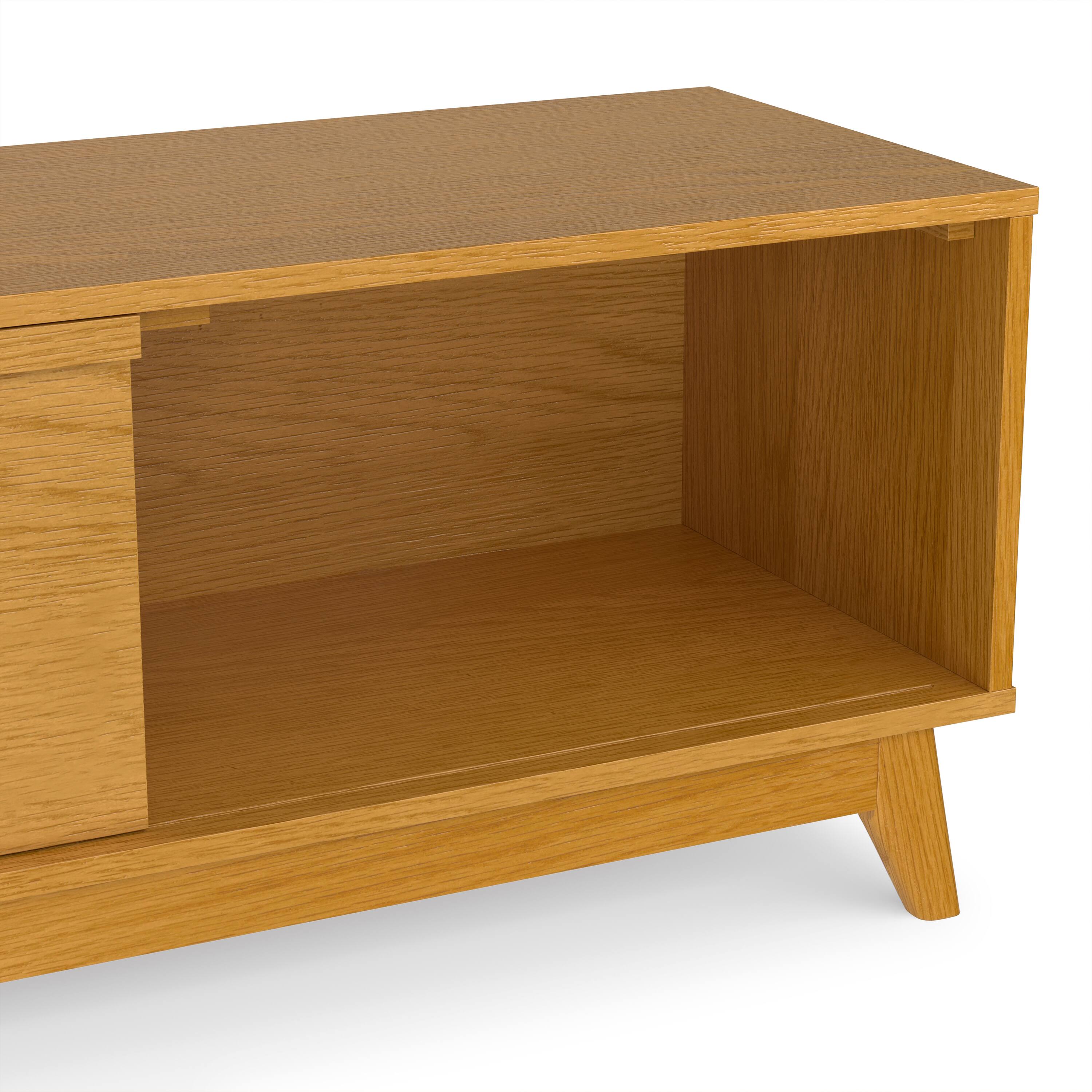Alt View 4. Simpli Home - Simpli Home Lennon Mid Century Modern TV Media Stand - Oak Veneer.