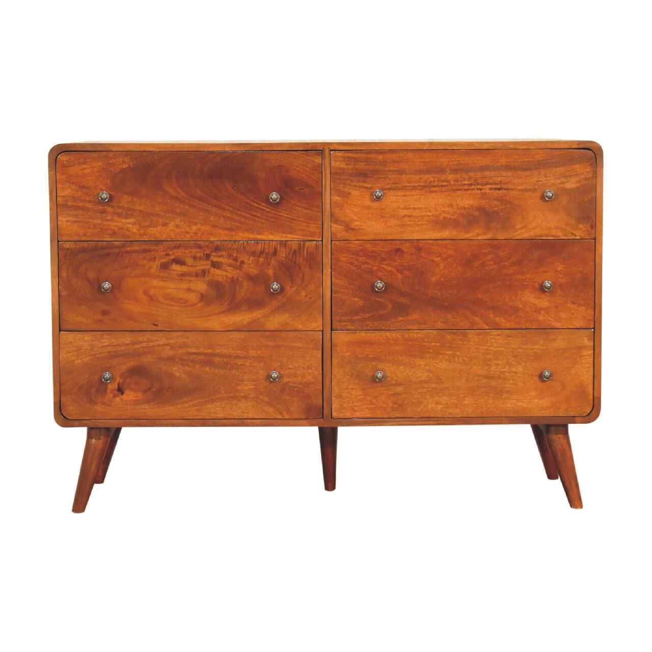 Angle. Artisan Furniture - Artisan Furniture Solid Wood Large Curved Chestnut Chest, 6 Drawers, Brown - Brown.