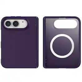 Dteck - Rugged Magnetic Case for Apple iPhone Duo Built-in Screen Protector Full Hinge Protection Cover,Compatible with Magsafe - Darkpurple