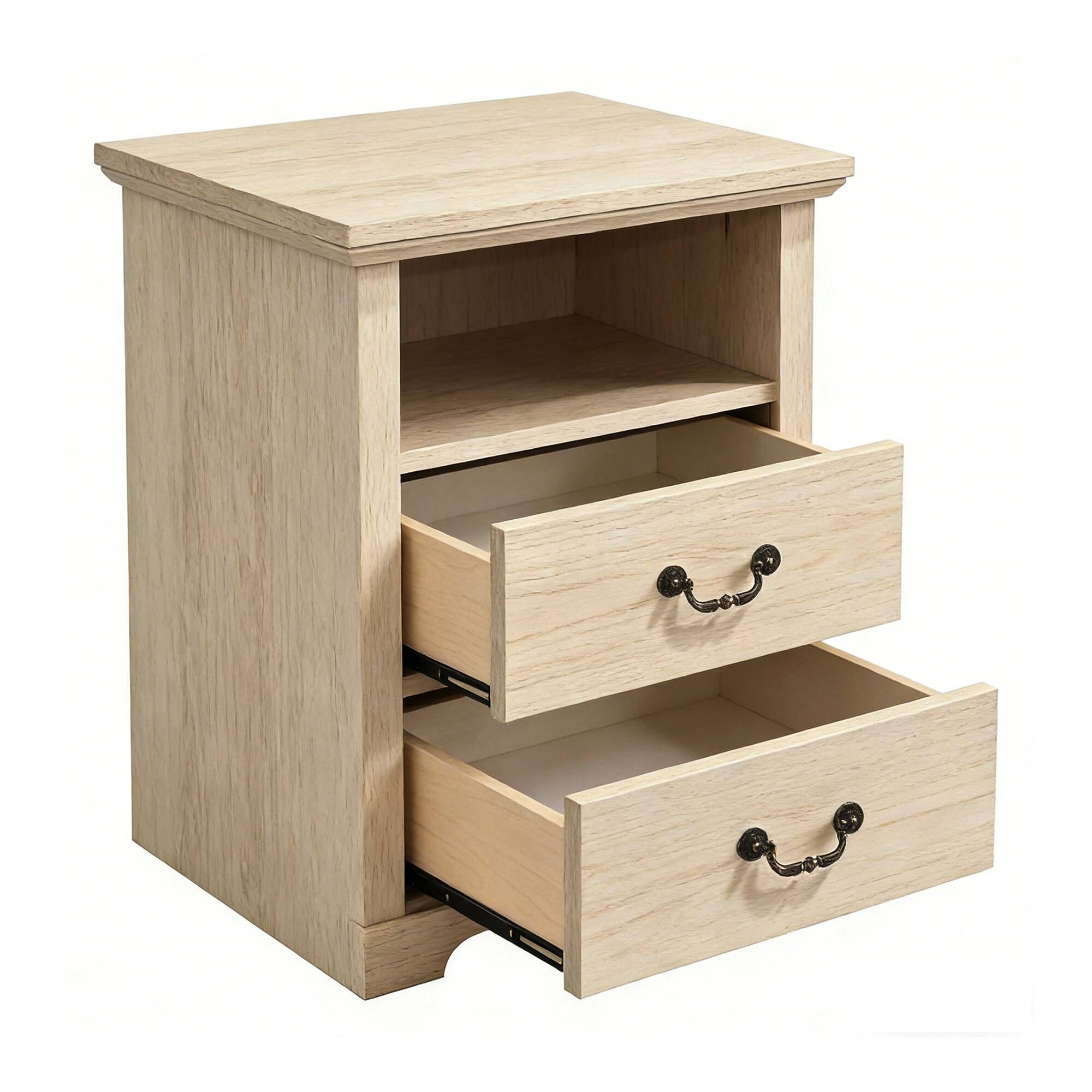 Alt View 1. Boyel Living - 2-Drawer Nightstand with Open Storage Shelf - Natural.