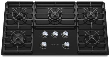 KitchenAid - 36" Built-In Gas Cooktop - Black - Front_Zoom