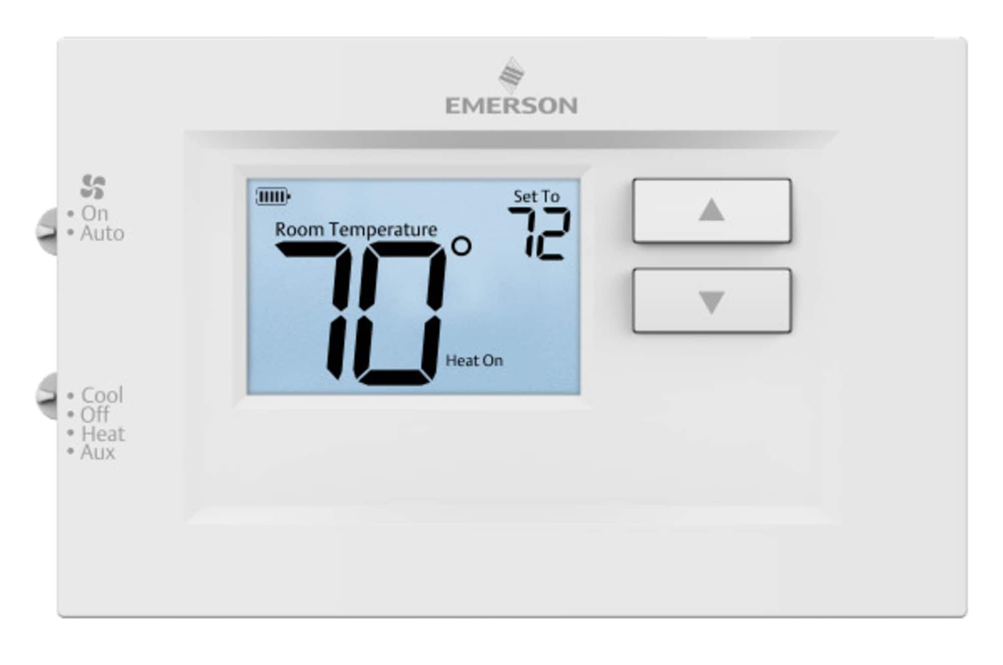 Emerson - 70 Series, Non-Programmable, Heat Pump (2H/1C) Thermostat - White - Front_Zoom