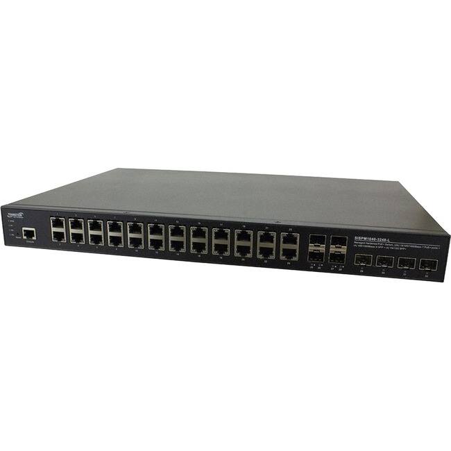 Front. Transition Networks - Managed Hardened Gigabit Ethernet PoE+ Rack Mountable Switch 24 10/100/1000Base-T PoE+ Ports + 4 100/1000Base-X SFP - Unknown.