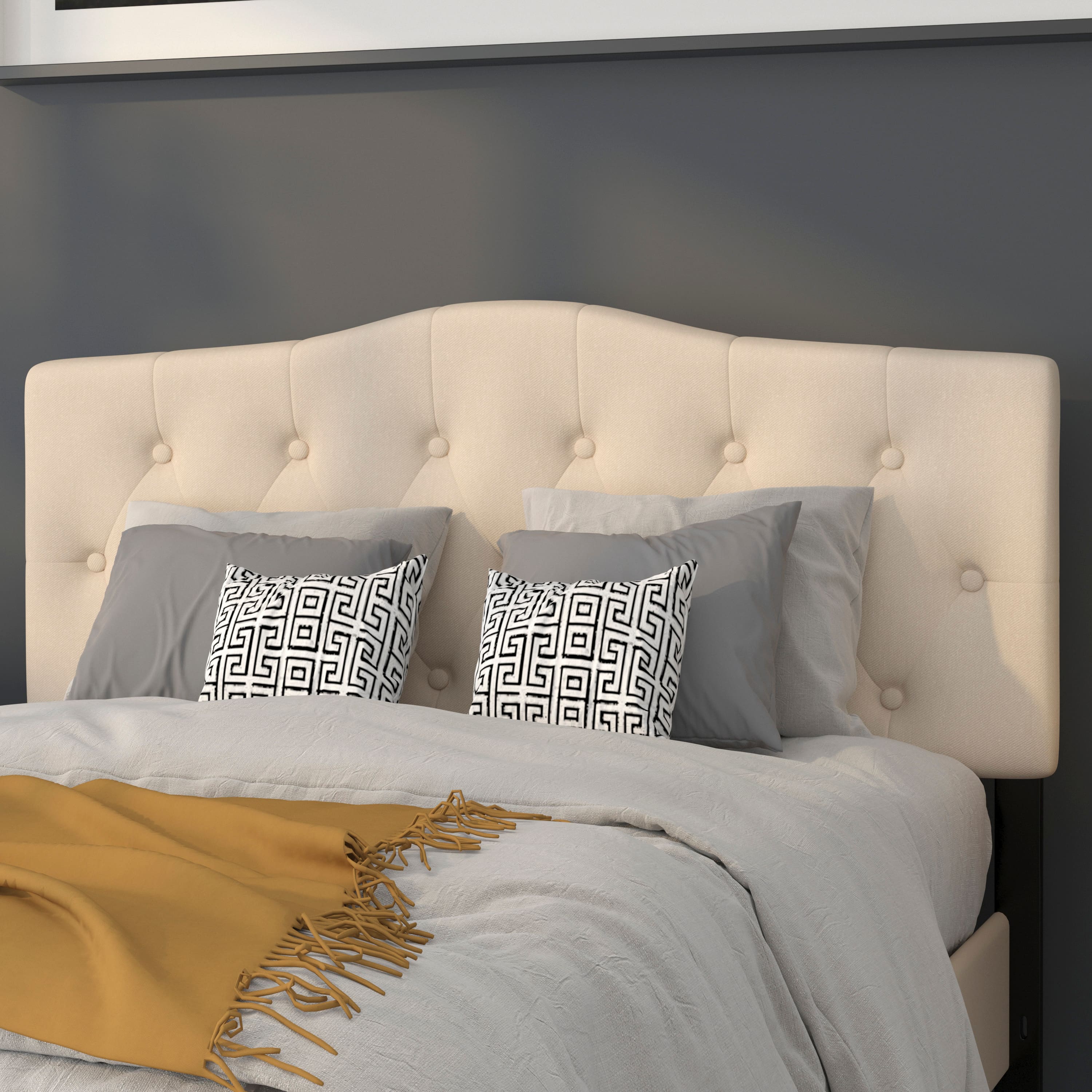 Emma + Oliver - Arched Button Tufted Upholstered Headboard - Beige price history on PriceWatchPro