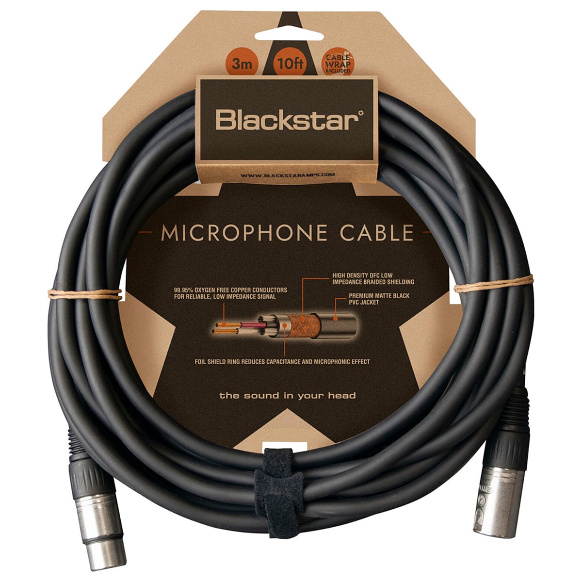 Blackstar - 10' XLR Male to XLR Female Microphone Cable, Matte Black