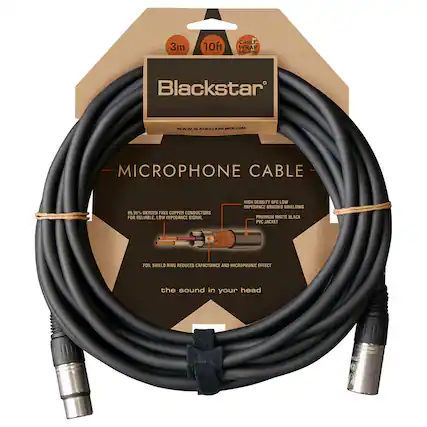 3m
10ft
CABLE WRAP INCLUDED
Blackstar
WWW.BLACKSTARAMPS.COM
MICROPHONE CABLE
99.95% OXYGEN FREE COPPER CONDUCTORS FOR RELIABLE, LOW IMPEDANCE SIGNAL
HIGH DENSITY OFC LOW IMPEDANCE BRAIDED SHIELDING PREMIUM MATTE BLACK PVC JACKET
FOIL SHIELD RING REDUCES CAPACITANCE AND MICROPHONIC EFFECT
the sound in your head