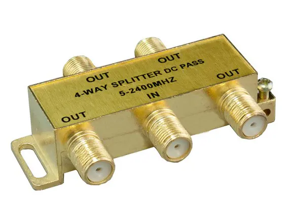 OUT PASS DC OUT OUT SPLITTER 4-WAY 5-2400MHZ IN OUT